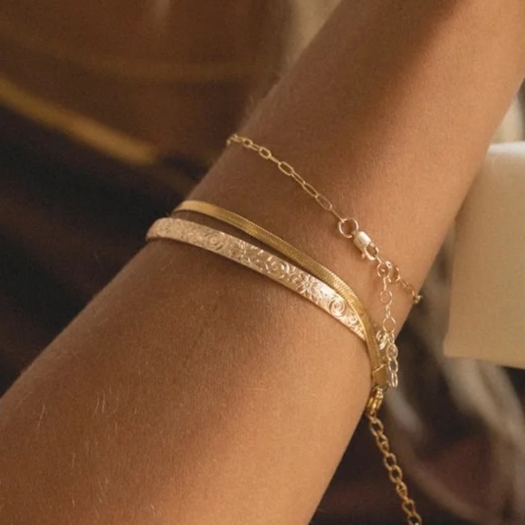 Our Spare Change Floral Textured Cuff Bracelet - Picture 4 of 6